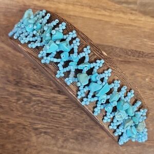 Catherine Stein Design Turquoise Stone Stretchy Mesh Beaded Bracelet